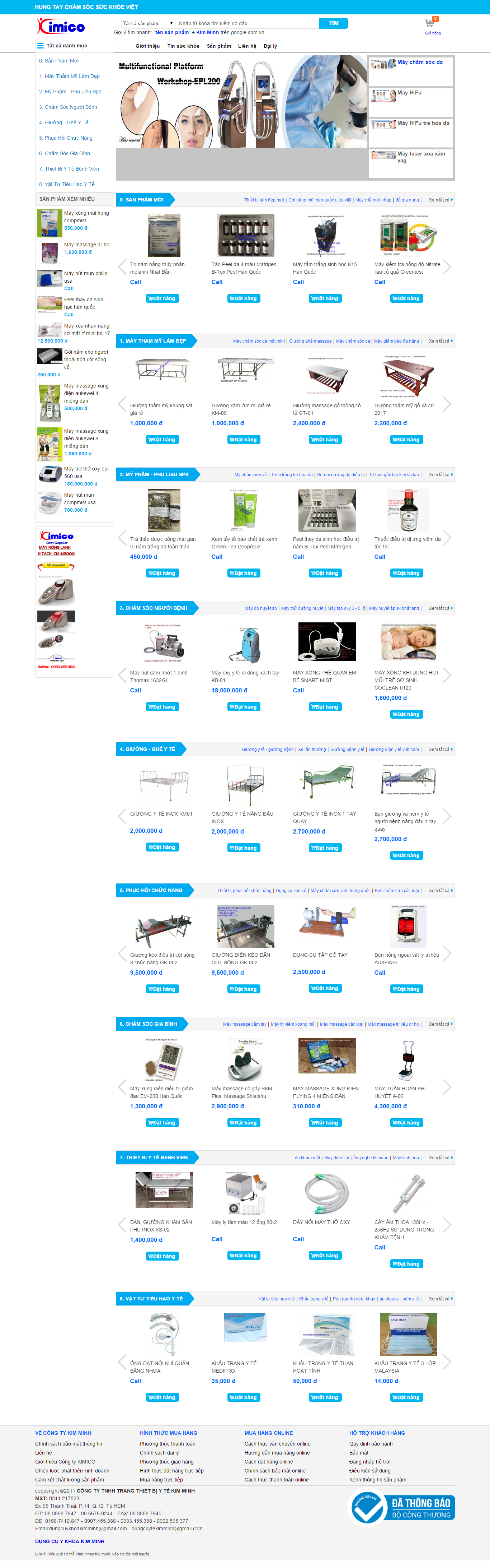 Thiết kế website thiết bị y tế - dụng cụ y tế Kim Minh